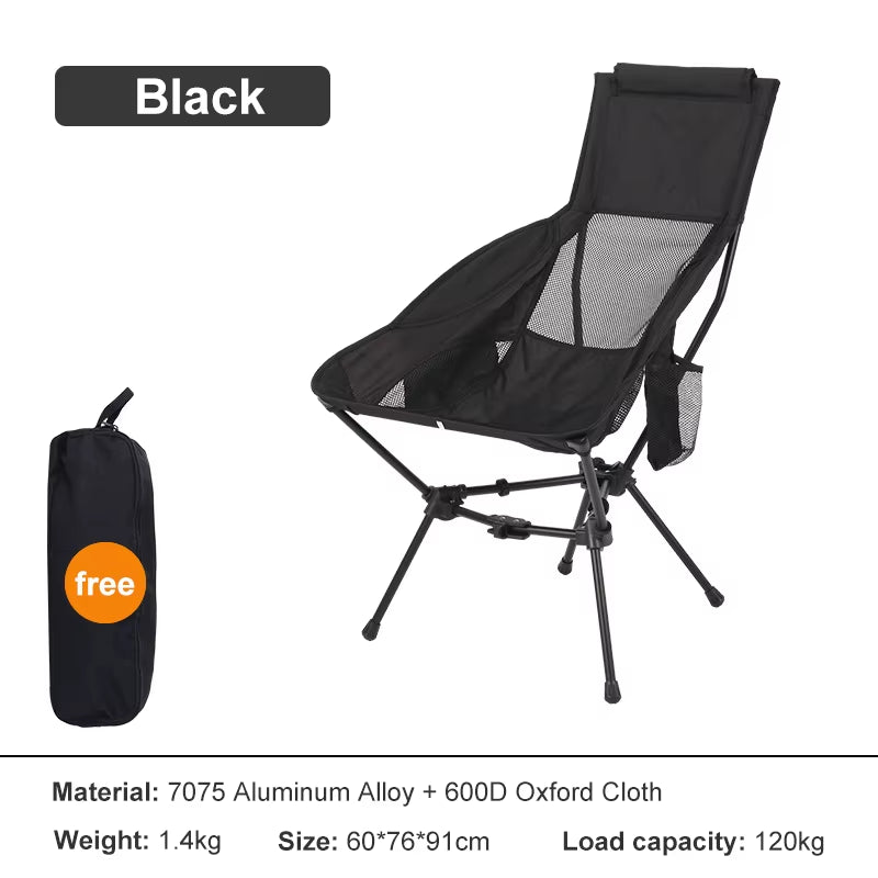 WESTTUNE Portable Camping Chair Lightweight Foldable Chair with Headrest for outside Camping Hiking Travel Beach and Sports