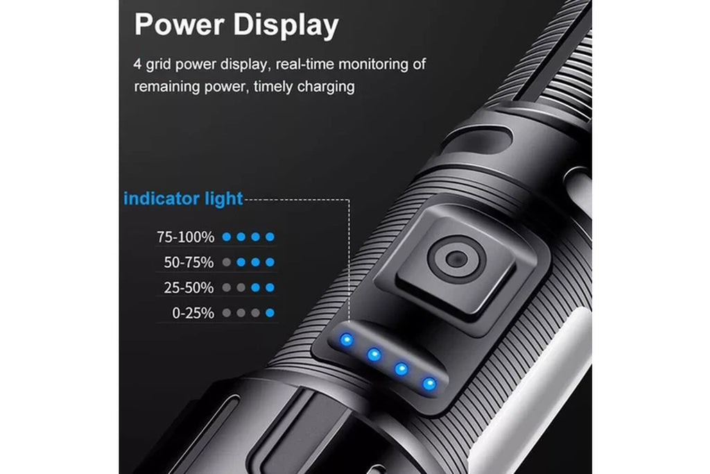 Super Bright 1000000LM LED Flashlight USB Rechargeable Tactical Torch