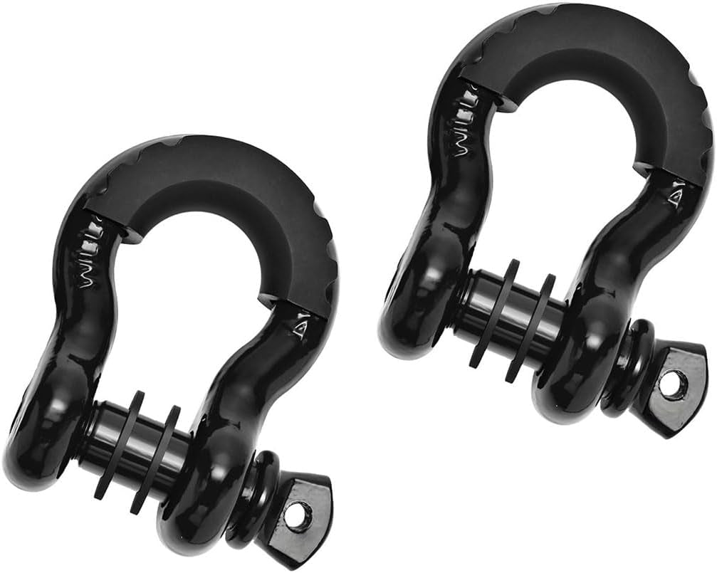 4.75 Ton Off-Road Forged Bow Shackle with Rubber Isolator Electro-Galvanised U-Shaped Trailer Hook for Vehicle Recovery 2In Opening 5In Height
