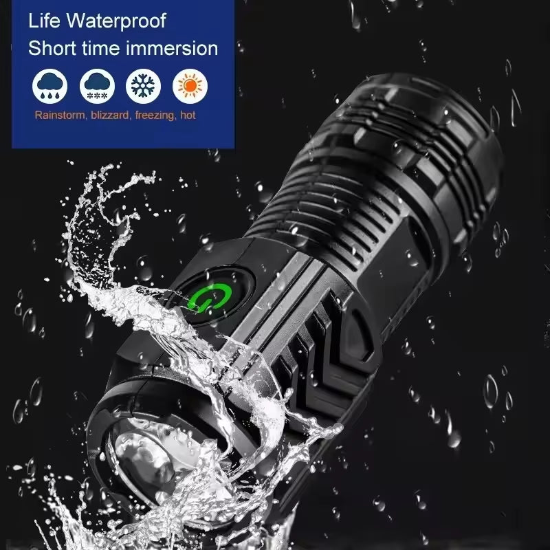 Ultra Powerful Flashlight 3 Core LED Mini Tactical Flashlight USB Rechargeable High Power LED Torch with Magnet Hand Lamp Gift