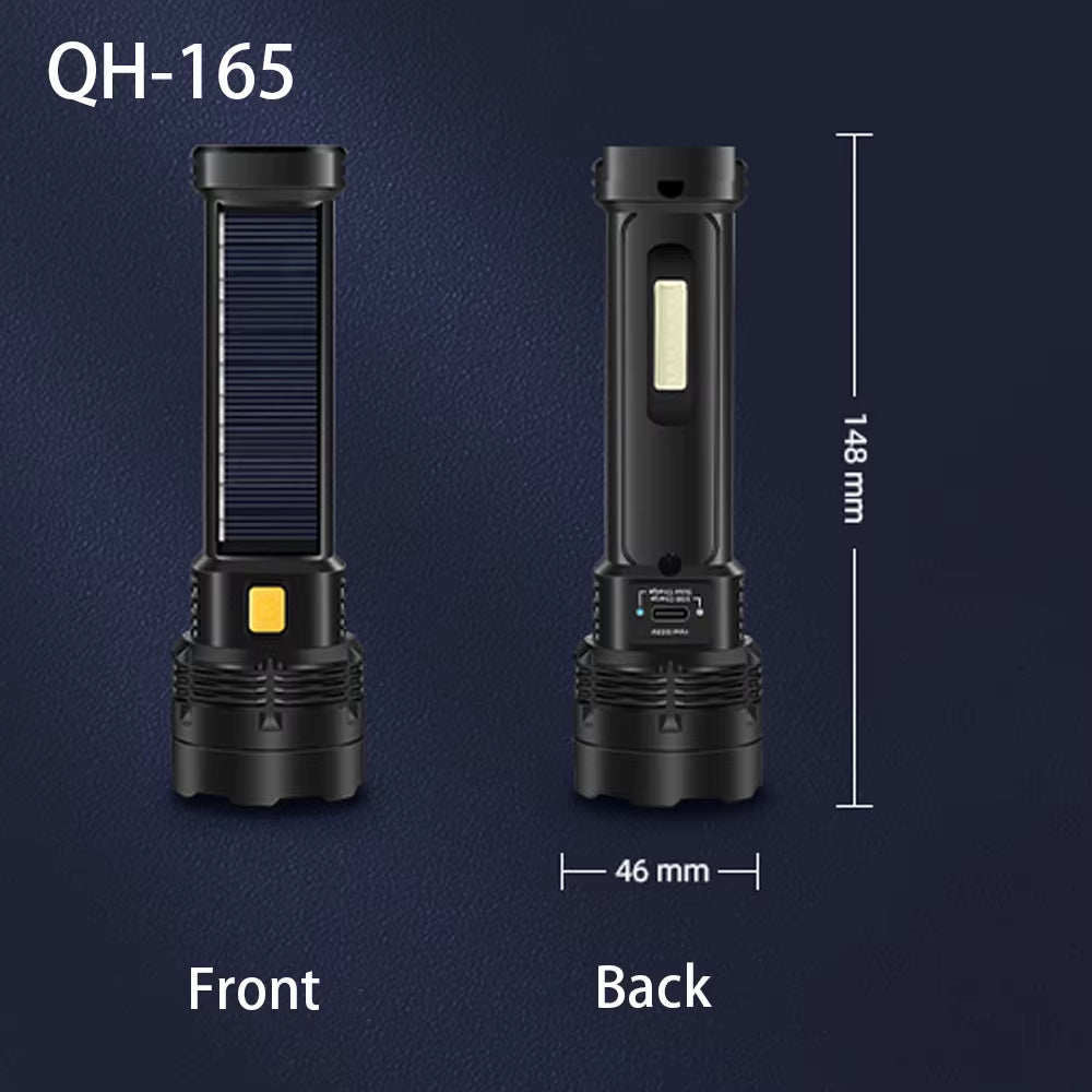 Multi-Function Solar LED Flashlight Lanterna Outdoor Long Range Torch Emergency Power Bank LED Solar Flashlight