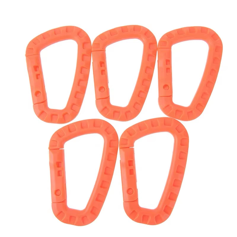 5Pcs Plastic Tactical Carabiner Hard Clip D-Shape Ring Spring Snap Gear Durable MOLLE Webbing Attachment Camping Outdoor Travel