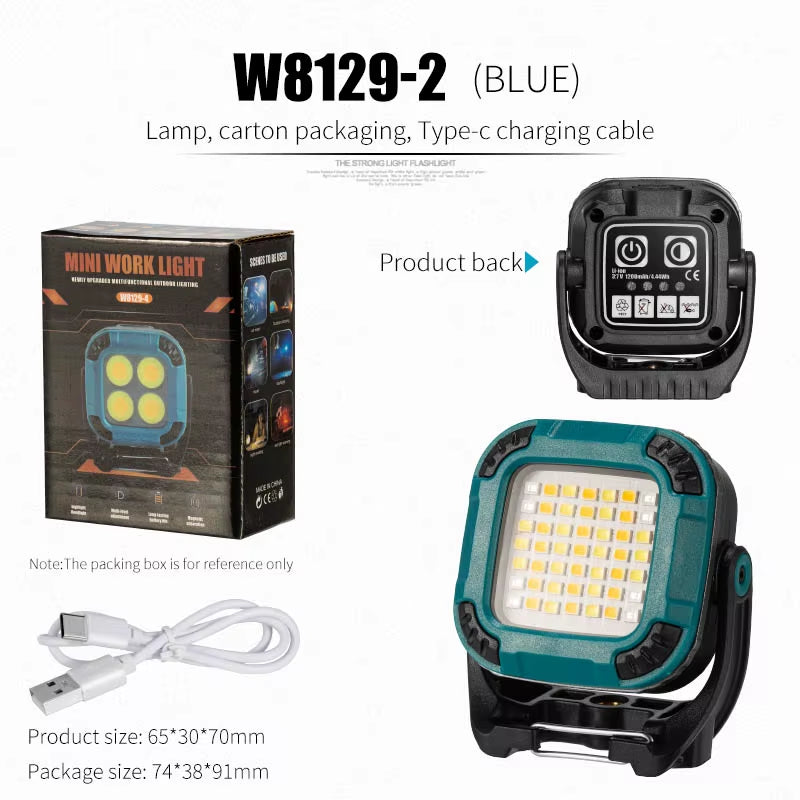 LED Camping Flashlight Portable Floodlight Type-C Rechargeable Cordless Emergency Light Camping Torch for Outdoor Indoor