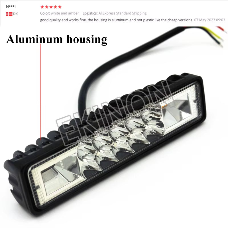 48W Strobe Flash LED Light Bar White Amber Blue Red for Offroad 4X4 ATV SUV Motorcycle Truck Trailer Car Accessories 12V