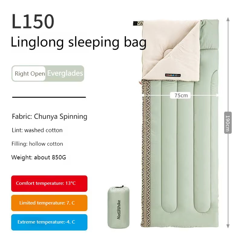 Cotton Sleeping Bag Outdoor Camping Single Autumn and Winter Warm and Thick Splicable Breathable Sleeping Bag