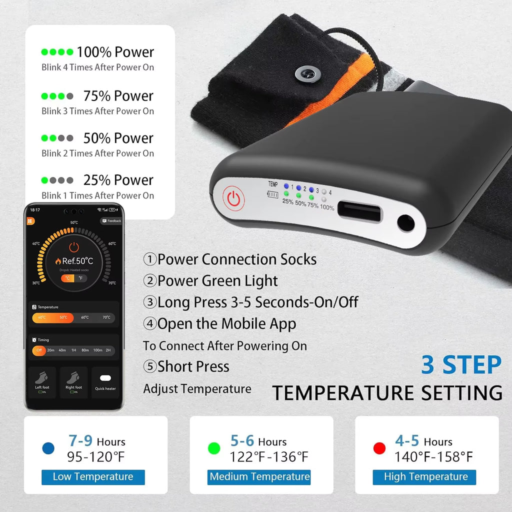 5V 5000Mah Heated Socks Battery App Remote Control Lipo Battery Packs Winter Socks Warm Gloves Kneepad Rechargeable Power Bank