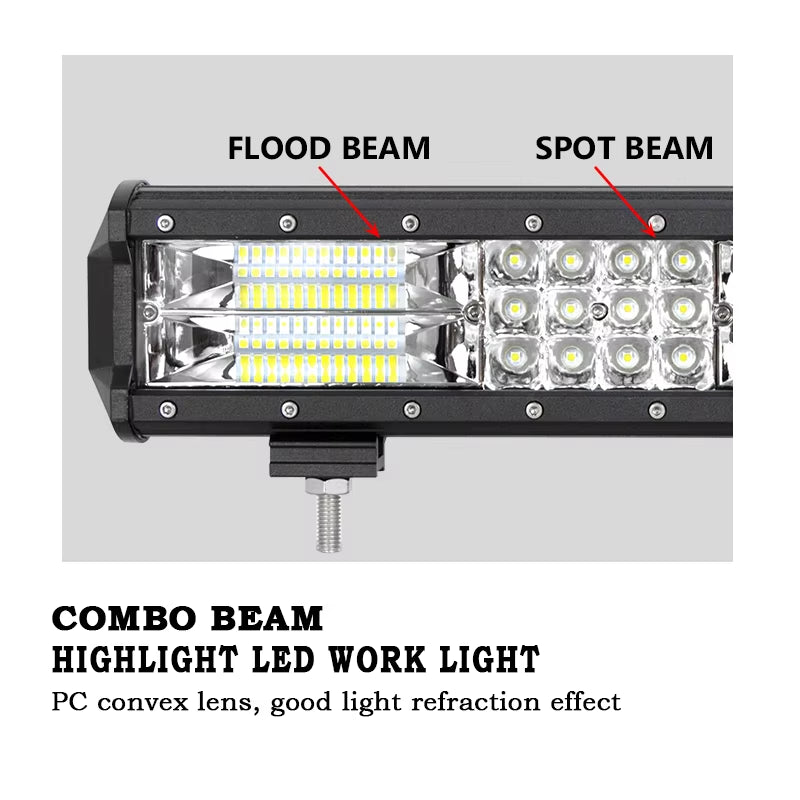 7D 3-Row 4'' 5" 15" 18" 20" 23" Slide Mount LED Light Bar Offroad Led Bar Spot Flood Beam Led Work Light Bar 12V 24V 4WD Truck