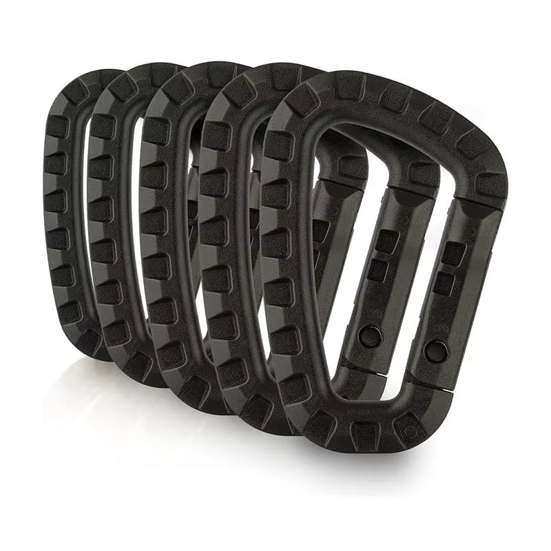 5Pcs Plastic Tactical Carabiner Hard Clip D-Shape Ring Spring Snap Gear Durable MOLLE Webbing Attachment Camping Outdoor Travel