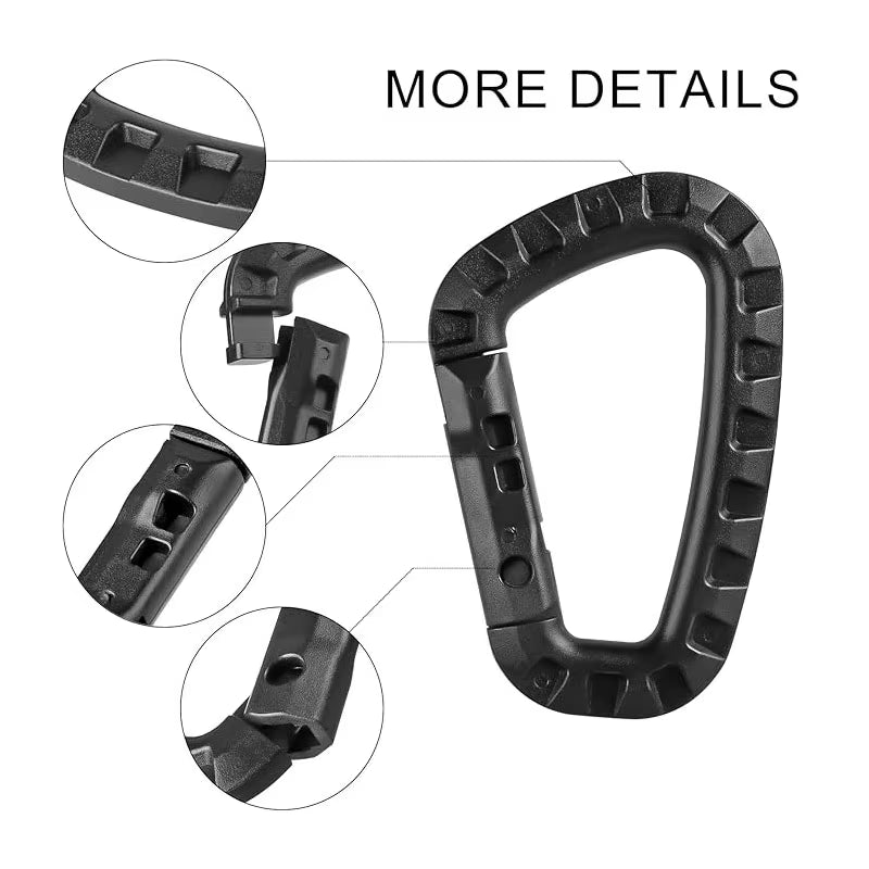 5Pcs Plastic Tactical Carabiner Hard Clip D-Shape Ring Spring Snap Gear Durable MOLLE Webbing Attachment Camping Outdoor Travel