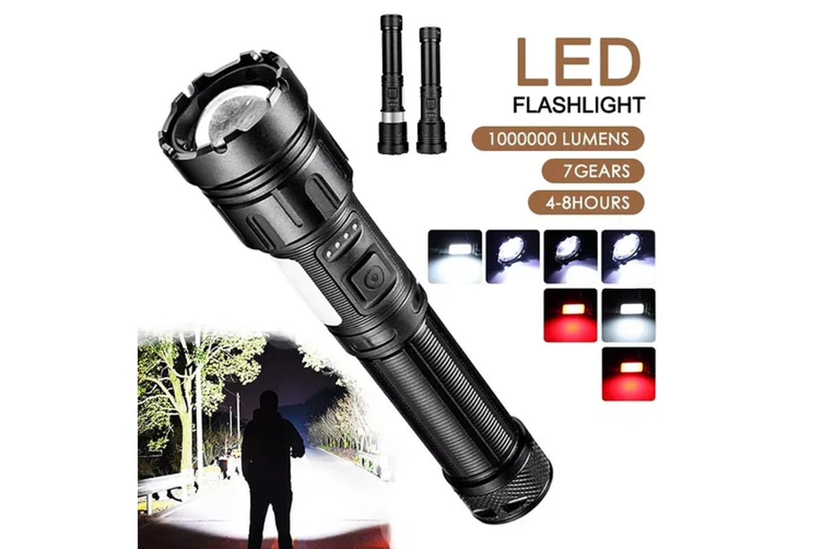 Super Bright 1000000LM LED Flashlight USB Rechargeable Tactical Torch