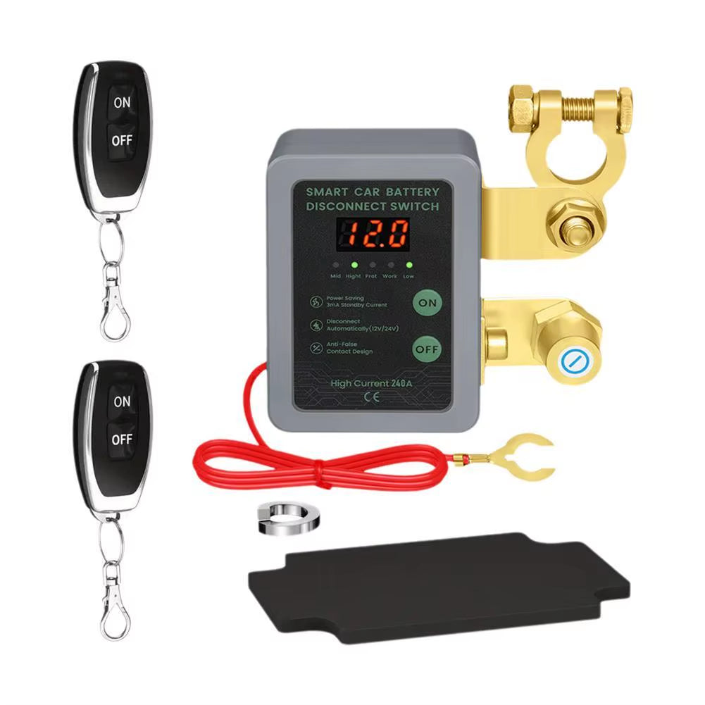 12V 240A Remote Battery Disconnect Automatic Power Shut off Car Battery Remote Control Leakage Protection