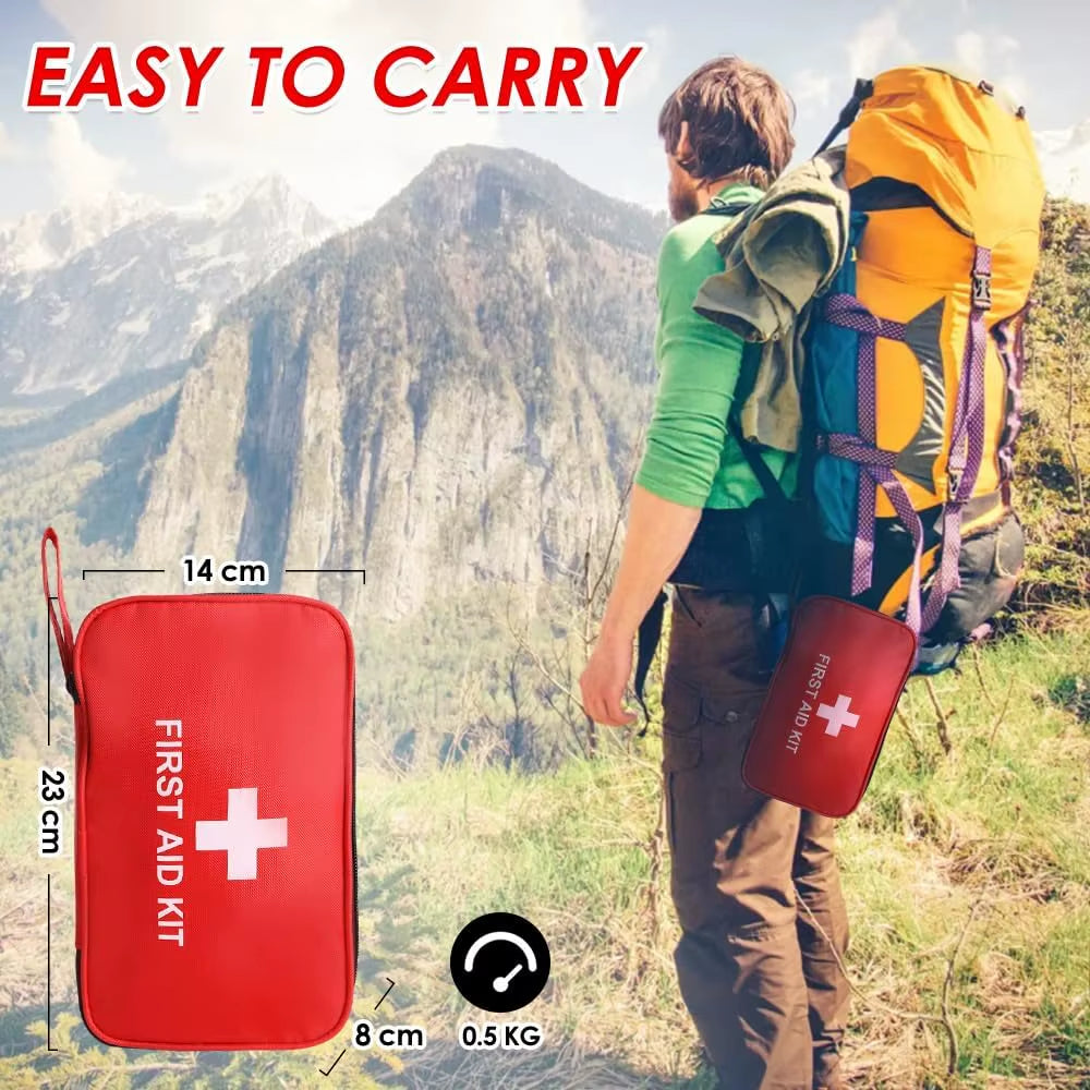 200Pcs First Aid Kit Bag All Purpose Emergency Survival Home Car Office College Dorm Room Travel Camping Outdoor Essential Medic