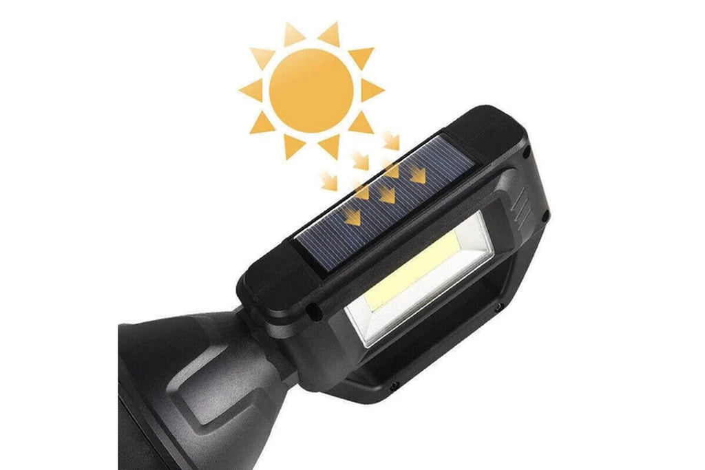 Solar LED Searchlight USB Rechargeable Spotlight Flashlight Torch Power Bank
