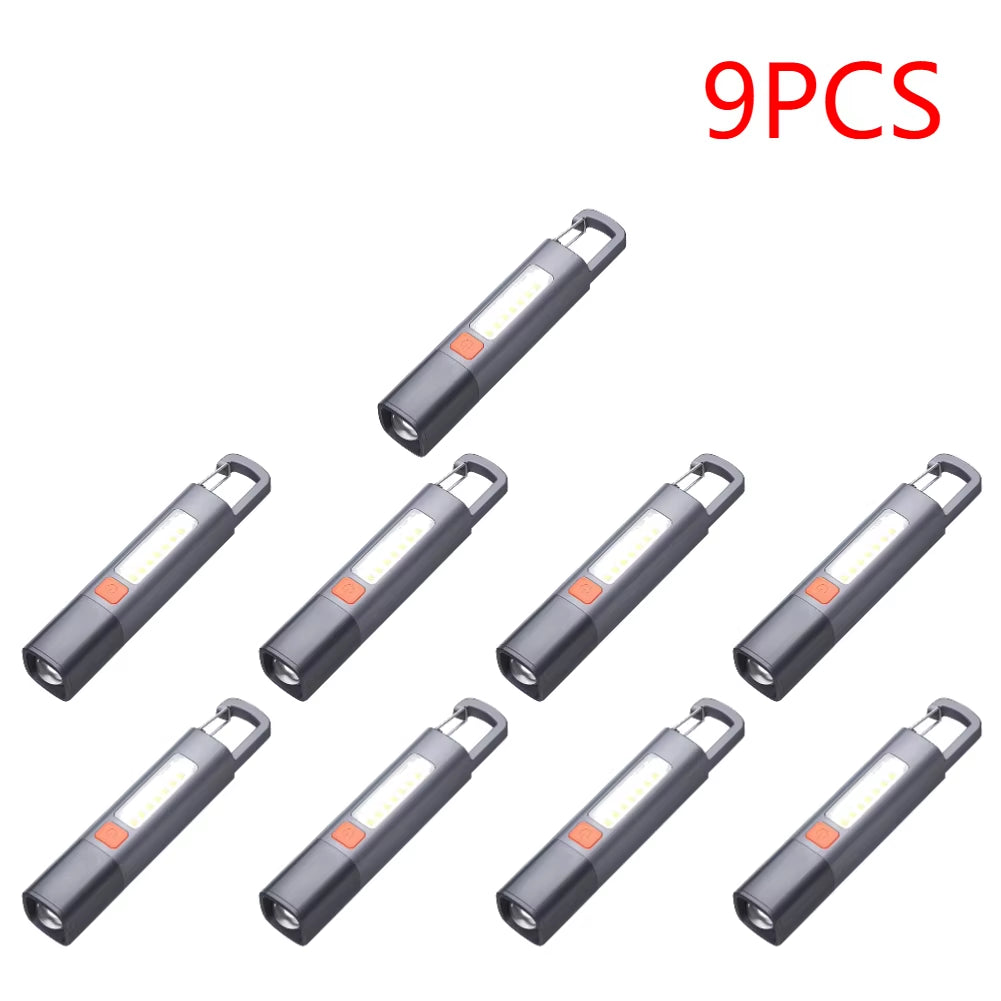 2-10PCS Super Bright Flashlight USB Charging Mini Portable LED Torch 800Mah Camping Powerful Flashlight 300LM for Outdoor Hiking