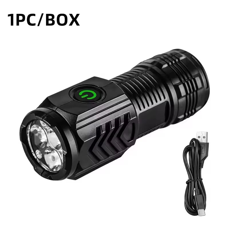 Ultra Powerful Flashlight 3 Core LED Mini Tactical Flashlight USB Rechargeable High Power LED Torch with Magnet Hand Lamp Gift
