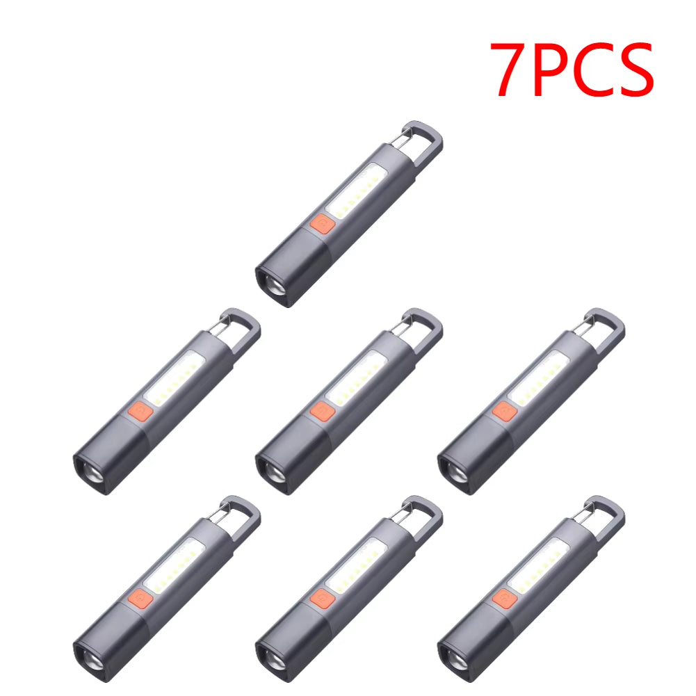 2-10PCS Super Bright Flashlight USB Charging Mini Portable LED Torch 800Mah Camping Powerful Flashlight 300LM for Outdoor Hiking