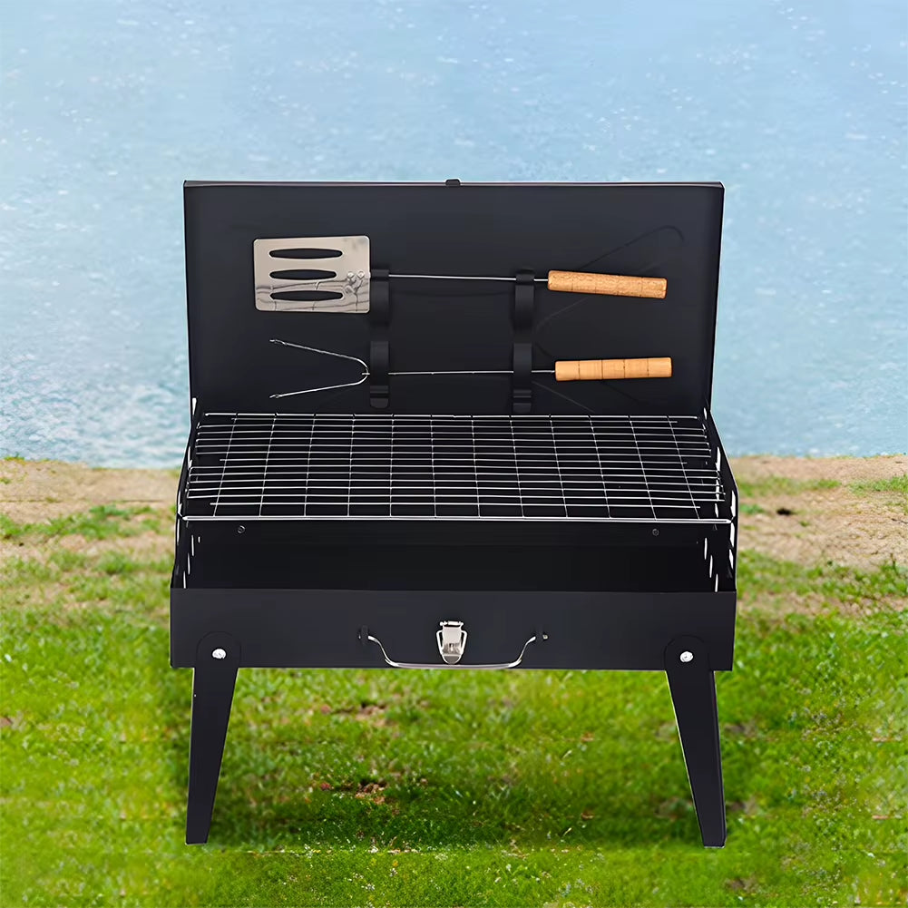 Stainless Steel Portable BBQ Grill Lightweight Folding BBQ Charcoal Grill Multifunction for Outdoor Cooking Camping Picnics