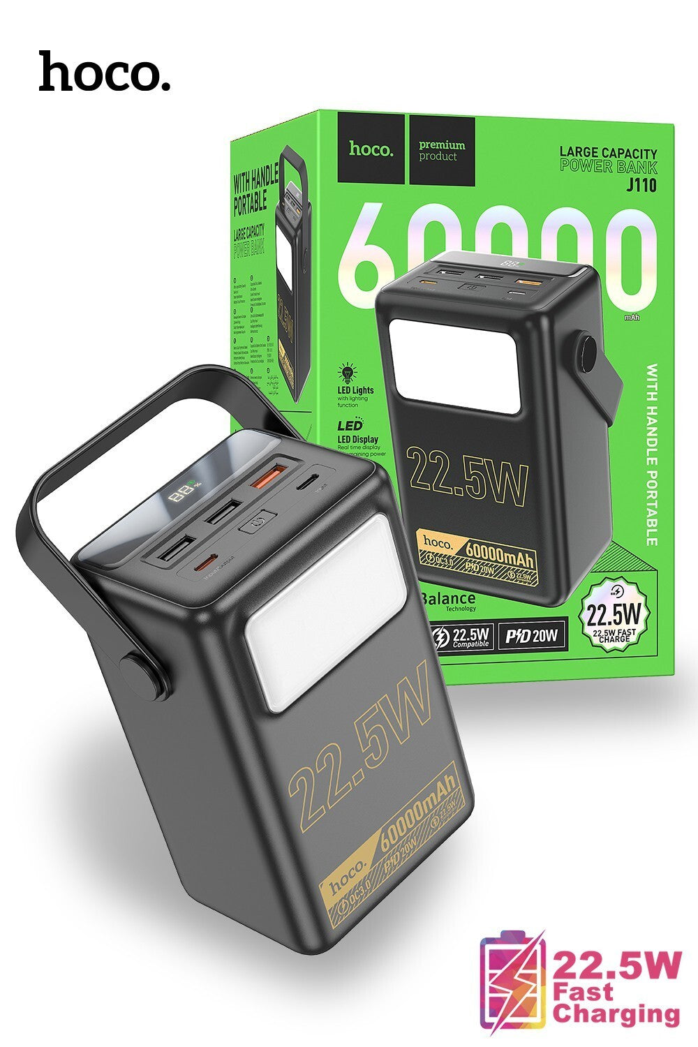 Hoco 22.5W 60000Mah Portable Power Bank Battery High Capacity Fast Charge J110