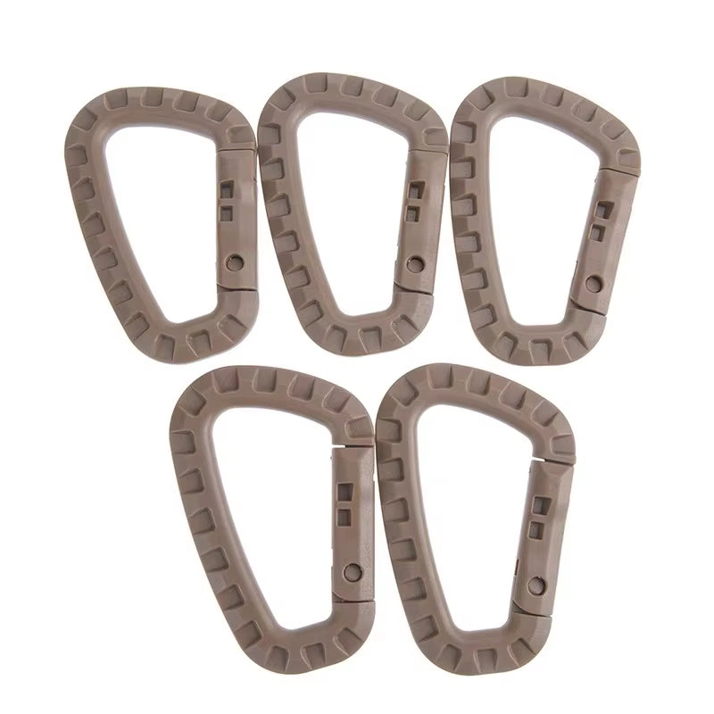 5Pcs Plastic Tactical Carabiner Hard Clip D-Shape Ring Spring Snap Gear Durable MOLLE Webbing Attachment Camping Outdoor Travel
