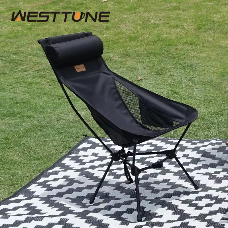 WESTTUNE Portable Camping Chair Lightweight Foldable Chair with Headrest for outside Camping Hiking Travel Beach and Sports