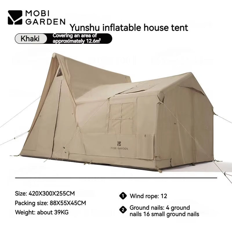 Air Inflatable Tent Portable Camping Outdoor Villa Large Space Family Park House Winter Hut Cabin Tent 12.6㎡