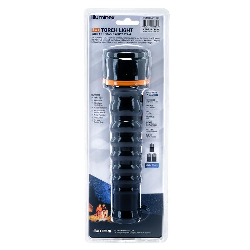 Illuminex Battery Operated Torch 7 LED 24.5Cm X 6.5Cm X 6.5Cm