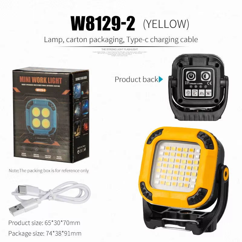 LED Camping Flashlight Portable Floodlight Type-C Rechargeable Cordless Emergency Light Camping Torch for Outdoor Indoor