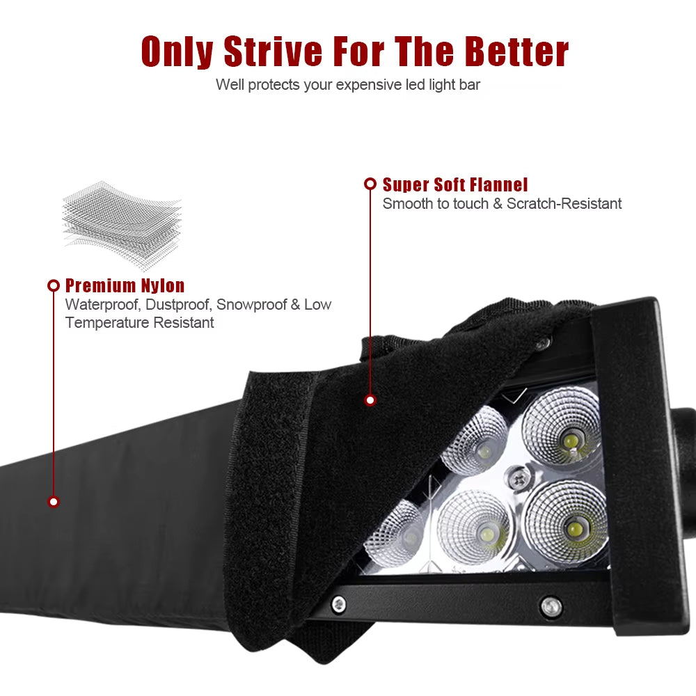 22" 32'' 42'' 52'' Auto Universal Fitment Nylon Cover Straight Curved LED Light Bar Premium Protective Gear Sleeve Bag