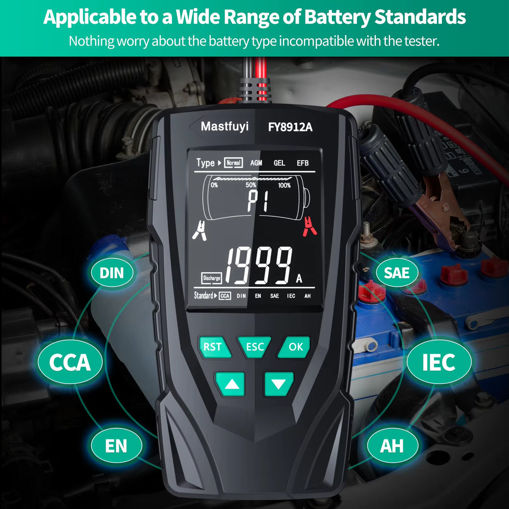 FY8912A Car Battery Tester 12V 24V Car Motorcycle Truck Battery Monitoring, Battery Load, Battery Capacity Tester