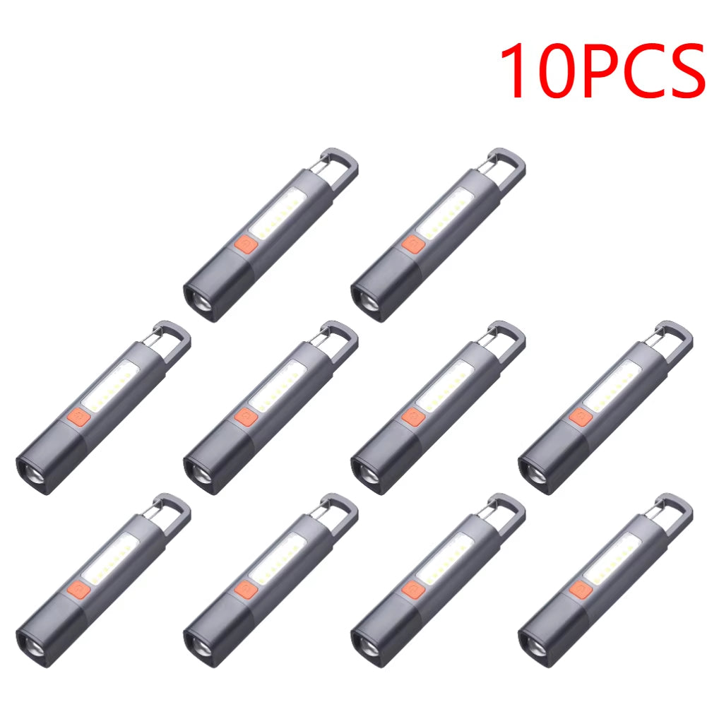 2-10PCS Super Bright Flashlight USB Charging Mini Portable LED Torch 800Mah Camping Powerful Flashlight 300LM for Outdoor Hiking