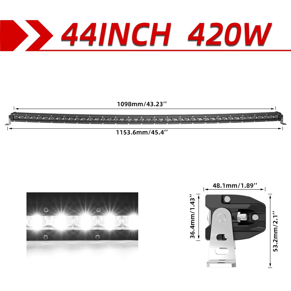 Curved 50" 80000LM LED Light Bar Spot/Flood Offroad Led Bar Combo Led Work Light Bar for Truck SUV ATV 4X4 4WD 12V 24V