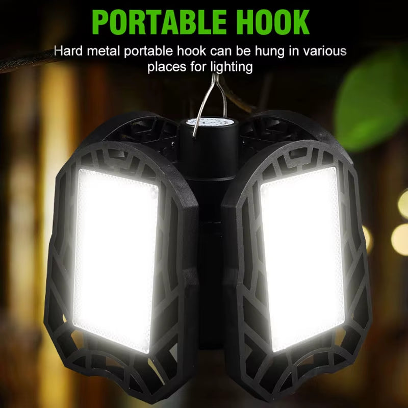 104 LED Solar Camping Light 4 Leaf Foldable Garage Light Rechargeable with Remote Waterproof Outdoor Emergency Tent Light