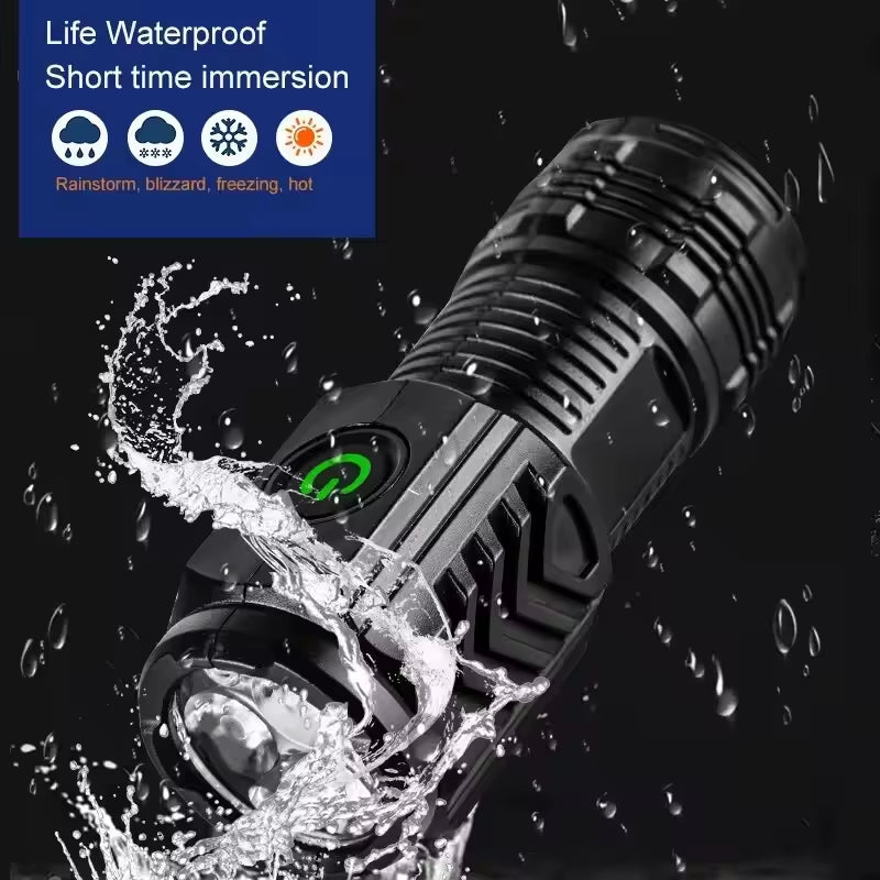 Ultra Powerful Flashlight 3 Core LED Mini Tactical Flashlight USB Rechargeable High Power LED Torch with Magnet Hand Lamp Gift