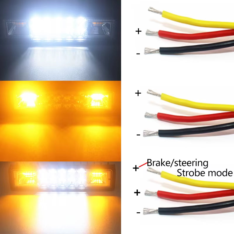 48W Strobe Flash LED Light Bar White Amber Blue Red for Offroad 4X4 ATV SUV Motorcycle Truck Trailer Car Accessories 12V