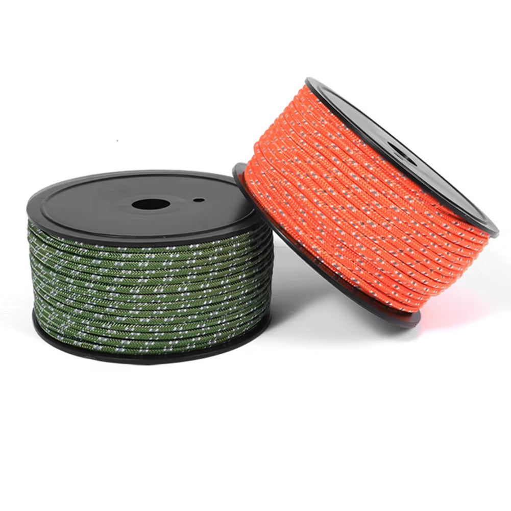 Reflective Paracord 30M Cord Strands 6Mm Tent Rope Camping Survival Accesorios Warning Parachute Line Hiking Canopy Lanyard