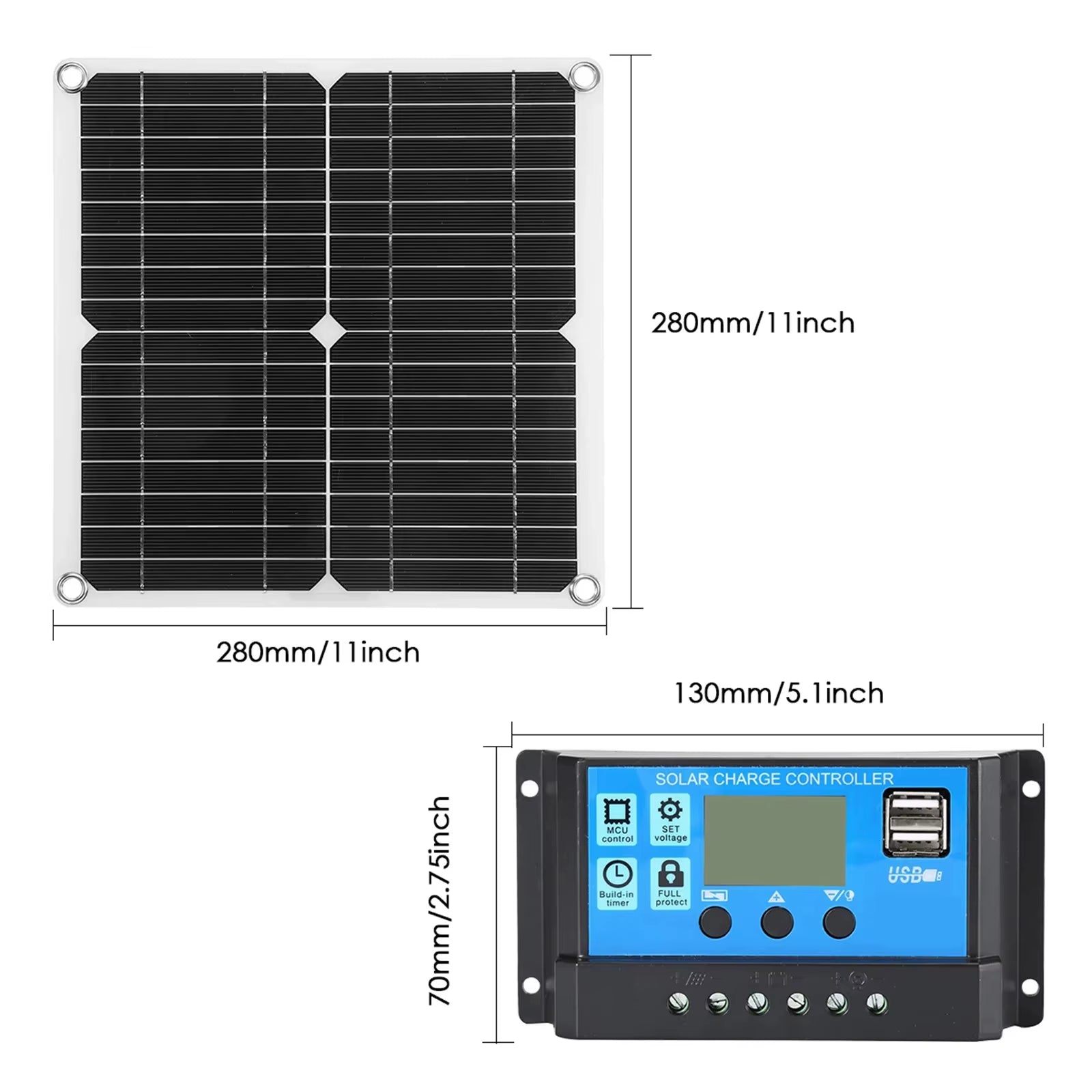 300W Portable Solar Flexible Panel Kit Single Crystal Silicon Solar Panel with 100A Controller, Suitable for Camping/Outdoor