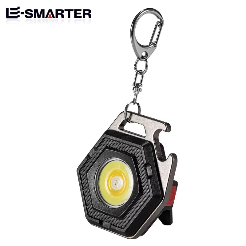 Mini LED Working Light Multifunctional COB Keychain Light Rechargeable Portable Flashlight Outdoor Camping Torch