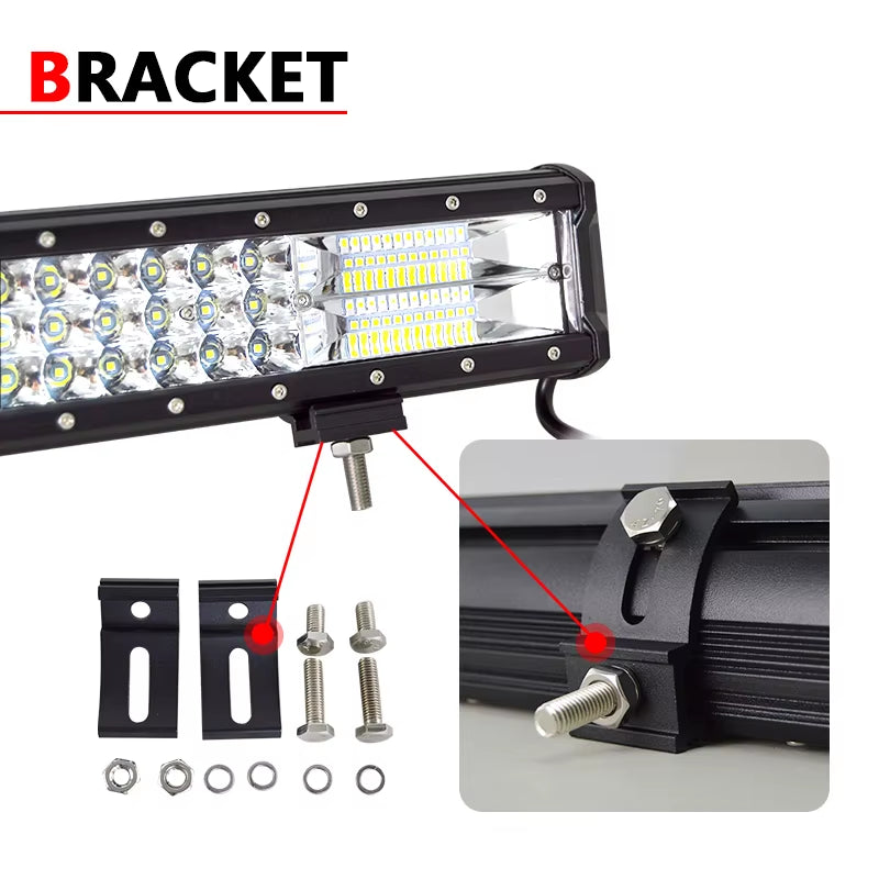 7D 3-Row 4'' 5" 15" 18" 20" 23" Slide Mount LED Light Bar Offroad Led Bar Spot Flood Beam Led Work Light Bar 12V 24V 4WD Truck