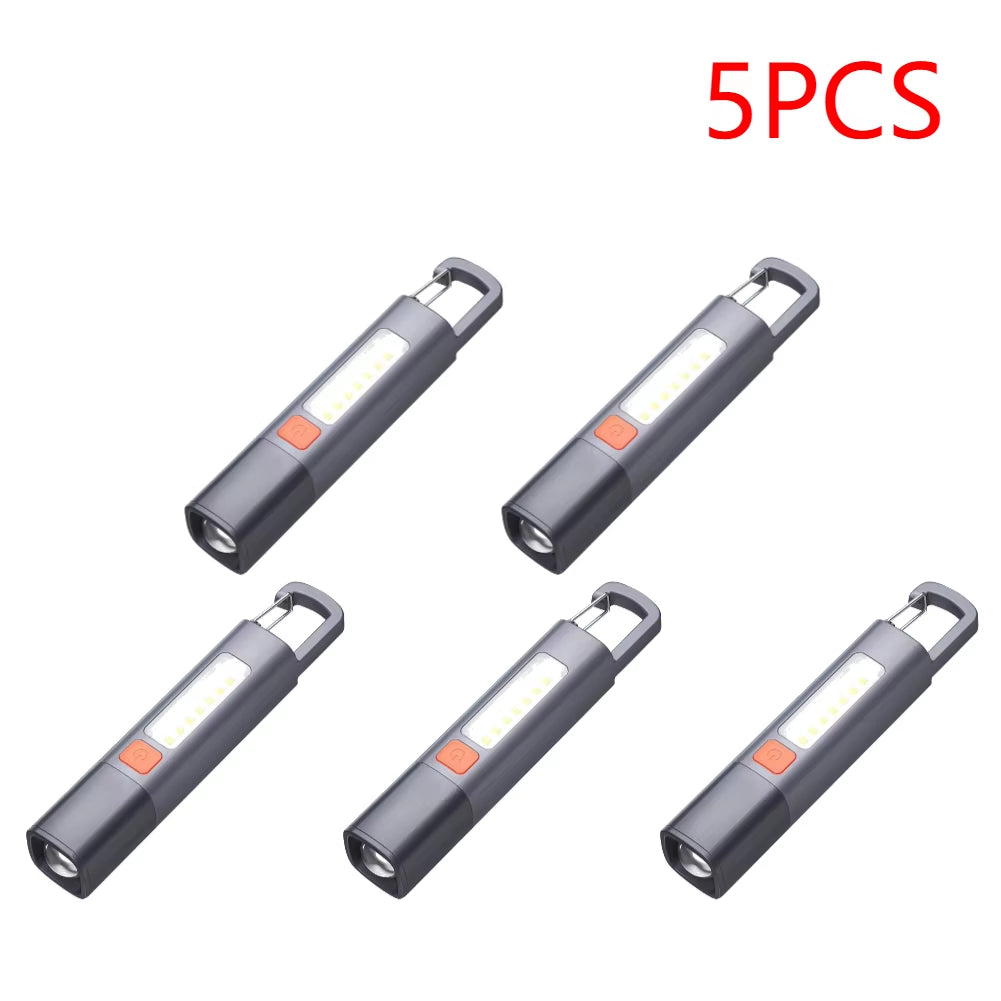 2-10PCS Super Bright Flashlight USB Charging Mini Portable LED Torch 800Mah Camping Powerful Flashlight 300LM for Outdoor Hiking