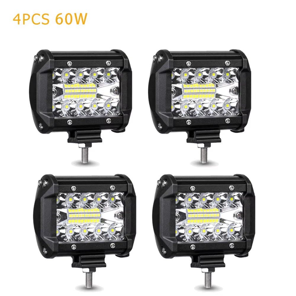 Car LED Light Bar Offroad 4X4 Spotlights Fog Lamp 12V 24V Diode Headlight Truck Farm Tractor Boat SUV ATV Light Bar/Work Light