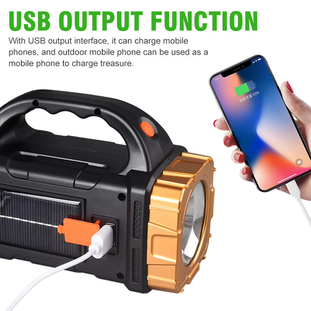 Camping Lantern USB Rechargeable IP44 Waterproof Camping Flashlight Power Bank Solar Powered Camping Torch for Outdoor Emergency
