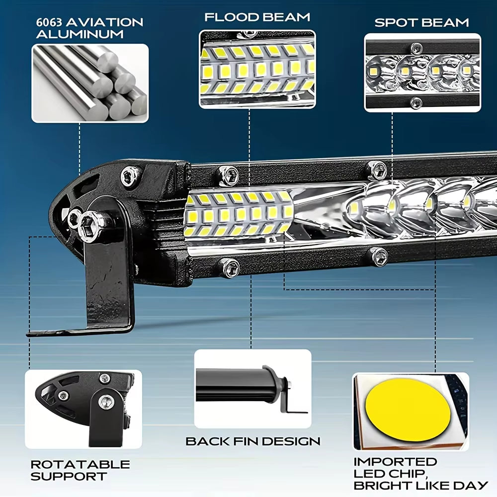 10" 20" Inch LED Light Bar off Road White Yellow Spot Flood Beam LED Work Light Bar for Car Atv Truck Suv Utv Driving Fog Light