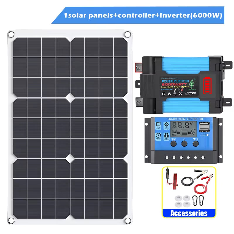 6000W4000W Solar Panel Inverter Kit – Complete Off-Grid Power System with Charge Controller & Battery Compatibility
