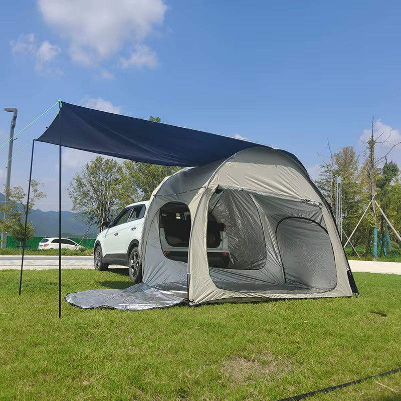 Rear Car Tents with Rainfly, Sun Shade, Tarp Included, SUV Camping Tents, Tailgate Tents, Waterproof Rain Cover, Multifunction
