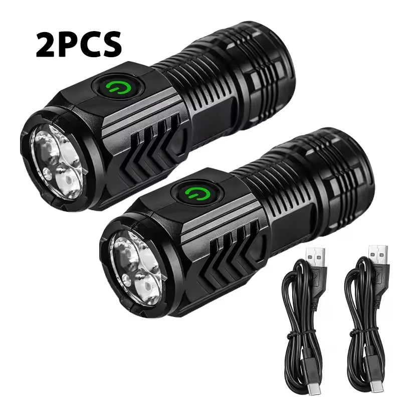 Ultra Powerful Flashlight 3 Core LED Mini Tactical Flashlight USB Rechargeable High Power LED Torch with Magnet Hand Lamp Gift