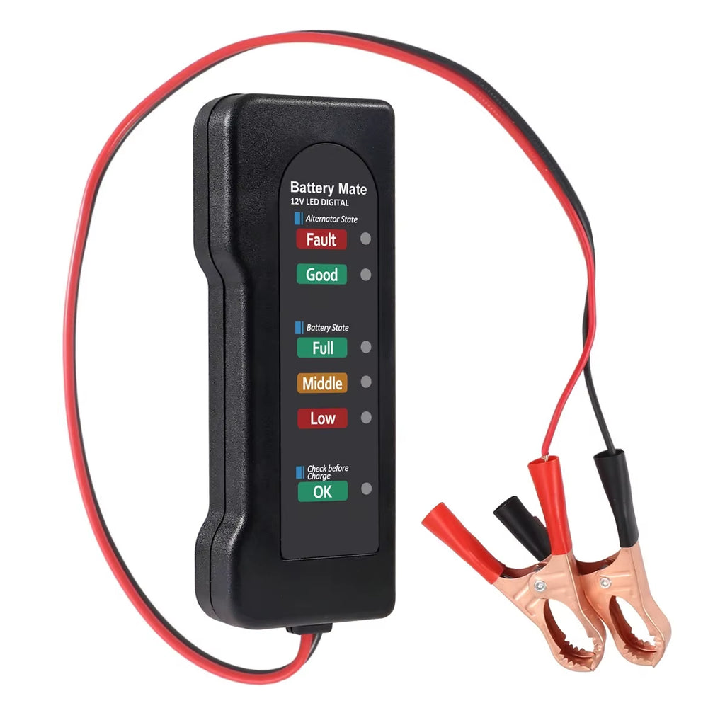 Battery Tester Automobile Motorcycle Battery Car Battery Testers ABS Red Yellow Green Display 12V Battery Level