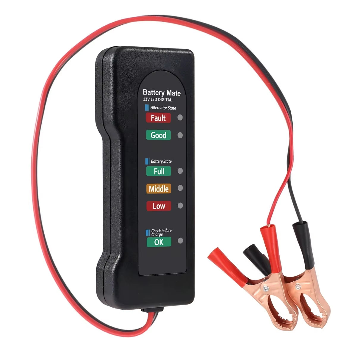 Battery Tester Automobile Motorcycle Battery Car Battery Testers ABS Red Yellow Green Display 12V Battery Level