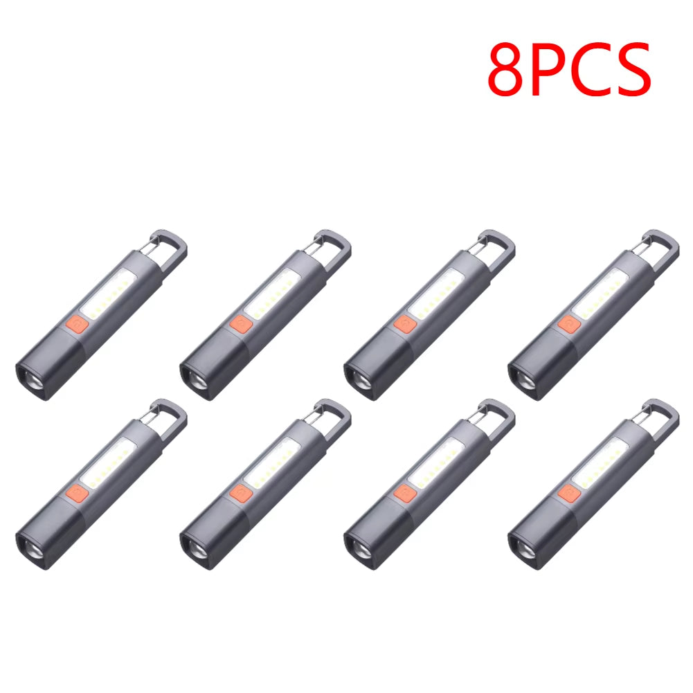 2-10PCS Super Bright Flashlight USB Charging Mini Portable LED Torch 800Mah Camping Powerful Flashlight 300LM for Outdoor Hiking
