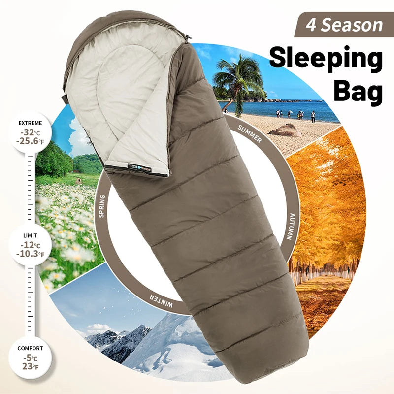 Sleeping Bag MJ300 -1℃ Lightweight MJ600 -12℃ Mummy Sleeping Bag Outdoor Camping Cotton Winter Warm Sleeping Bags