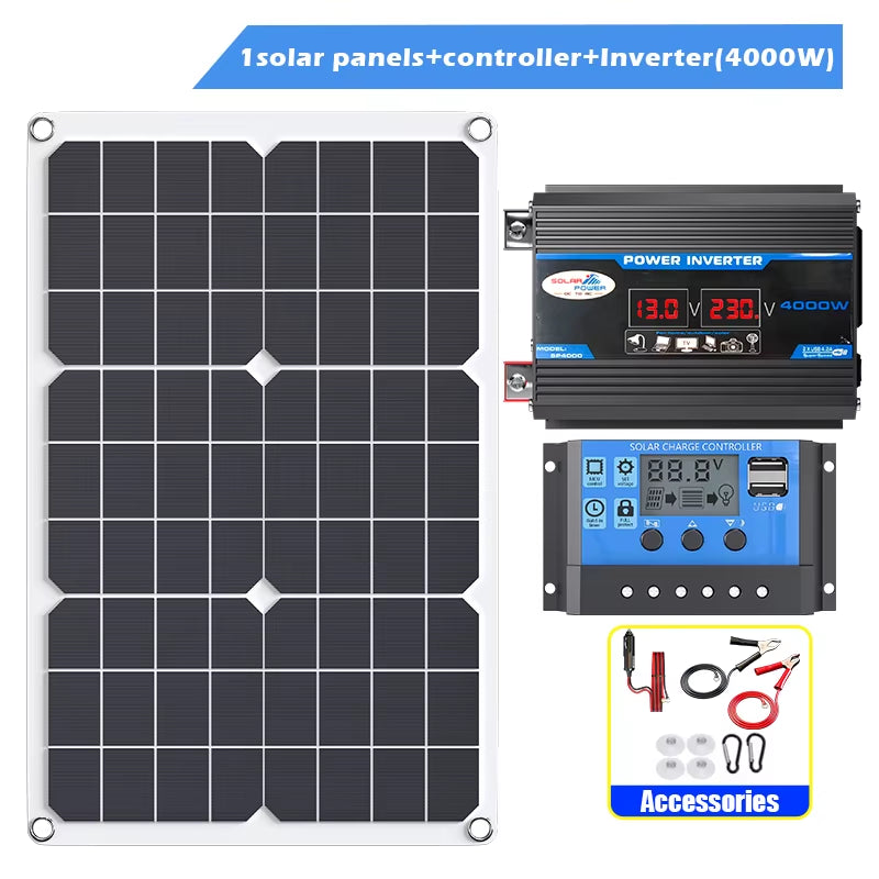 6000W4000W Solar Panel Inverter Kit – Complete Off-Grid Power System with Charge Controller & Battery Compatibility